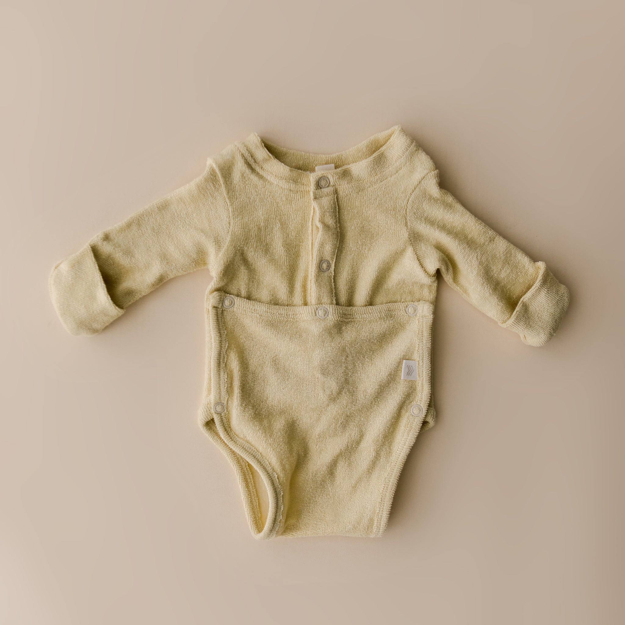 Terry Front flap Onesie | Buttercream