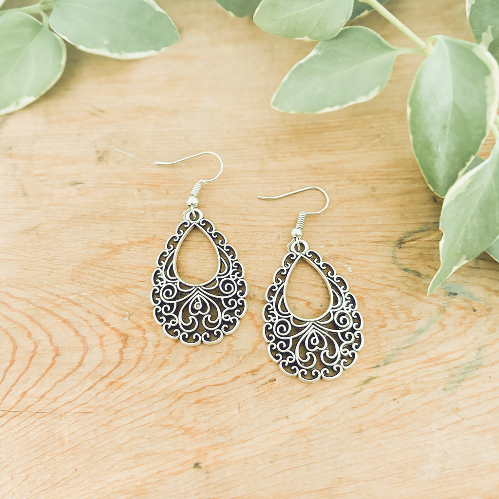 Beautiful Ornate Silver Earrings